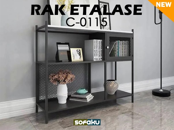 Rak Etalase Marmer C-0115 – Rak Pajangan Rak Sepatu Tingkat – Rak Buku