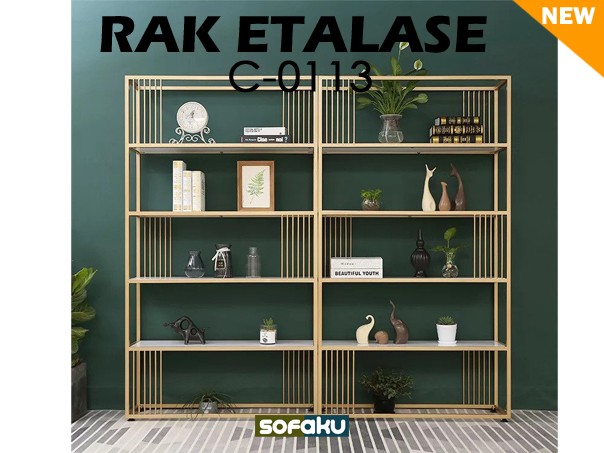 Rak Etalase Gold C0113  Rak Showcase Pajangan Besi Rak Tingkat Emas