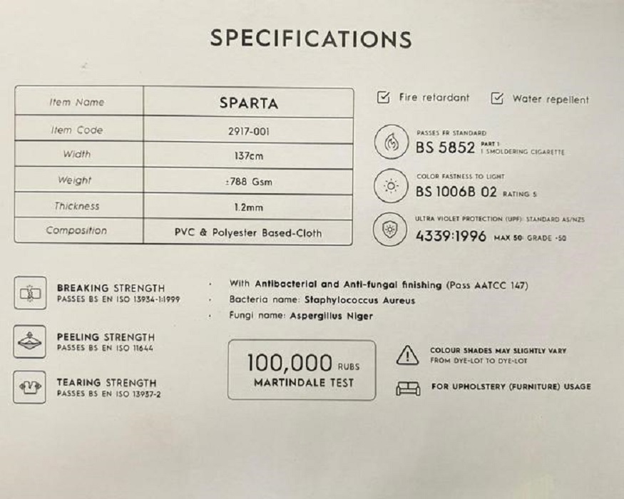 SPARTA Edition Idefab Pro Bahan Kain Premium Tebal – Kain Sofa Exclusive – Bahan Sofa Hotel Bintang 5 – Upholyster for Premium Interior –